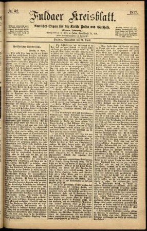 Ausgabe vom Samstag, den 21. April 1877.