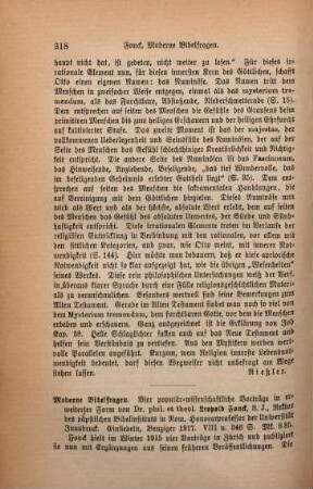 318-319 [Rezension] Fonck, Leopold, Moderne Bibelfragen