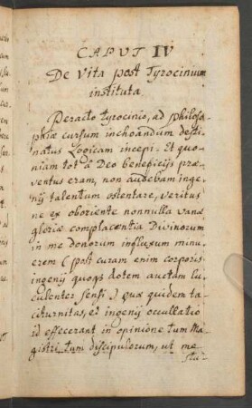 Caput IV De Vita post Tyrocinium instituta.