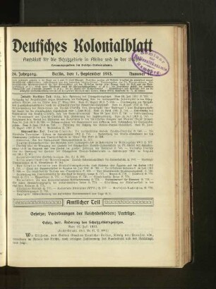 Nummer 17, 1. September 1913