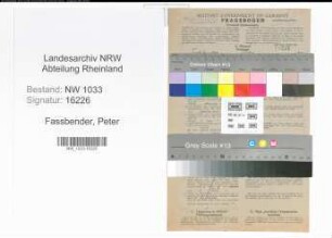 Entnazifizierung Peter Fassbender , geb. 03.05.1920 (Modelltischler)