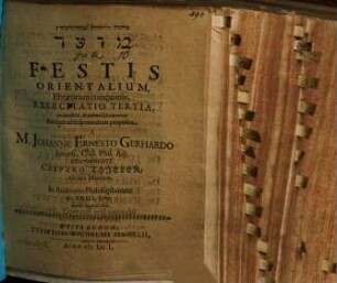 Môʿēd sive De festis Orientalium, Ebraeorum cumprimis, exercitatio tertia