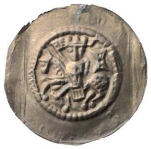 Fundmünze, Reiterbrakteat, 1215 - 1250