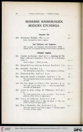Moderne Radierungen / Modern Etchings (Nr. 660-1098)