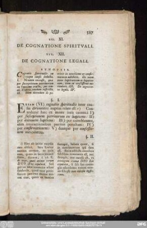 Tit. XI. De Cognatione Spirituali.