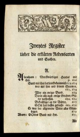 Zweytes Register Ueber die erklärten Redensarten und Sachen.