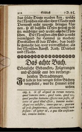 Das achte Buch. Erbauliche Gedancken, Folgerungen und Schlüsse aus den vorhergehenden Betrachtungen.