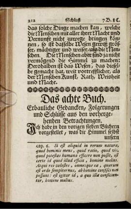 Das achte Buch. Erbauliche Gedancken, Folgerungen und Schlüsse aus den vorhergehenden Betrachtungen.