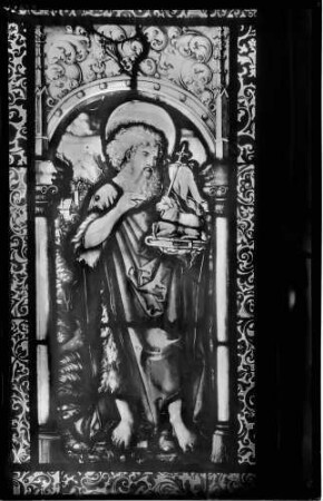 Schloß Eberstein Glasmalerei Johannes der Täufer (Ende 16. Jahrhundert) Glasfenster kam aus der Pfarrkirche von Ottersweier