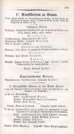 C. Consistorium zu Hanau.