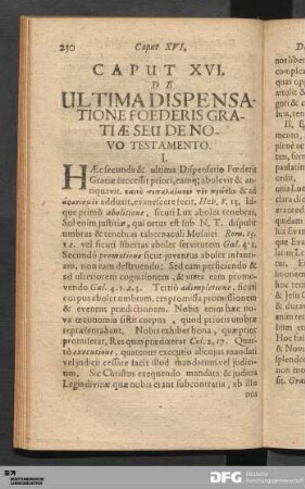 Caput XVI. De Ultima Dispensatione Foederis Gratiæ Seu De Novo Testamento.