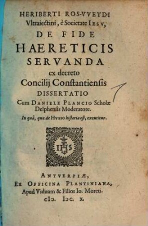 De fide haereticis observanda ... dissertatio
