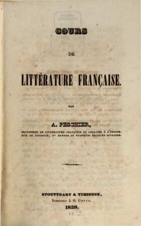 Cours de Littérature Française