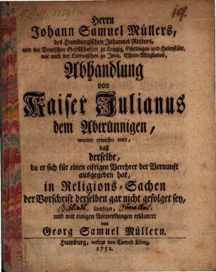 Abhandlung von Kaiser Julianus dem Abtrünnigen