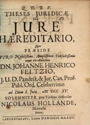 Theses iur. de iure haereditario