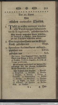 Das 20. Capitel. Von etlichen curieusen Charten