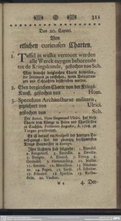 Das 20. Capitel. Von etlichen curieusen Charten
