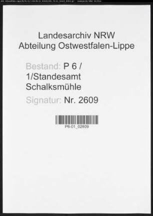 Sterberegister Standesamt Schalksmühle