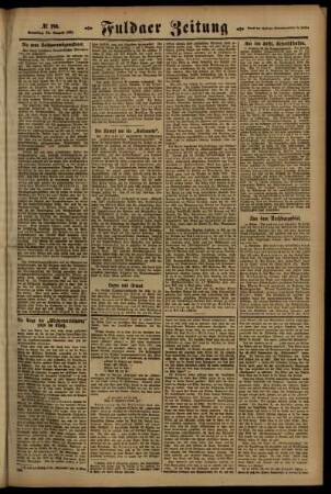 Zweite Ausgabe vom Samstag, den 20. August 1921.