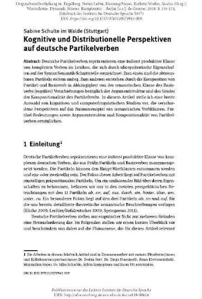 Kognitive und Distributionelle Perspektiven auf deutsche Partikelverben