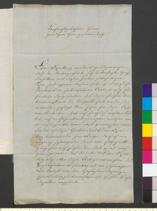 Brief von Schaller, Gottlob Ferdinand an Goethe, Johann Wolfgang von