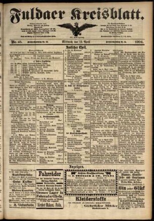 Zweite Ausgabe vom Mittwoch, den 13. April 1904.