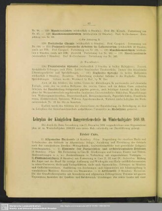 Lehrplan der Königlichen Baugewerkenschule