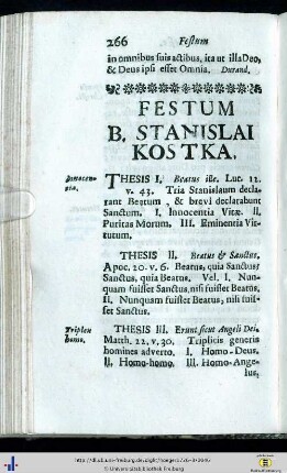 Festum B. Stanislai Kostka.