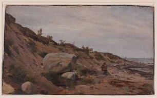 Maler in steinigen Sanddünen