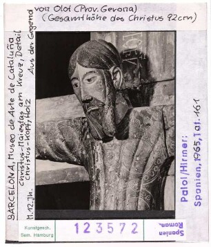 Barcelona, Museum: Kruzifix aus der Gegend von Olot, Detail, Kopf