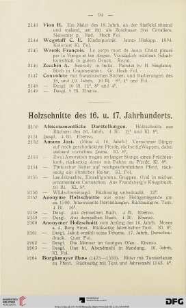 Holzschnitte des 16- und 17. Jahrhunderts (Nr. 2150-2205)