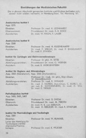 Einrichtungen der Medizinischen Fakultät