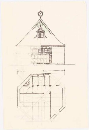 Milchpavillon, Leipzig: Ansicht und Grundriss