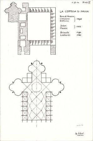 Eckert, Georg; München; Studienarbeiten - Dom in Pavia (Teilgrundrisse)