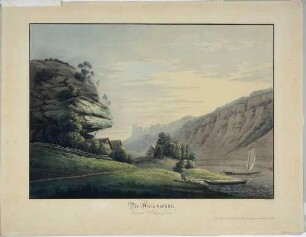 Die Hirschmühle am Ausgang des Hirschgrundes nordwestlich von Schmilka (Bad Schandau), linksseitig der Elbe in der Sächsischen Schweiz