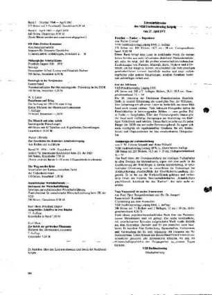 Literaturhinweise des VEB Fachbuchverlag Leipzig : vom 27. April 1971