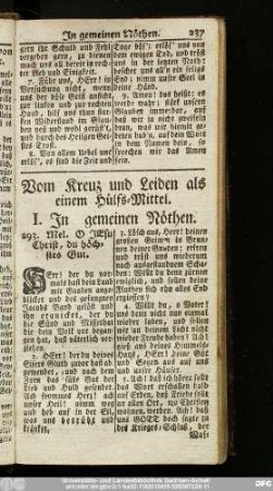 I. In gemeinen Nöthen.