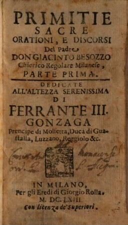 Primitie sacre orationi