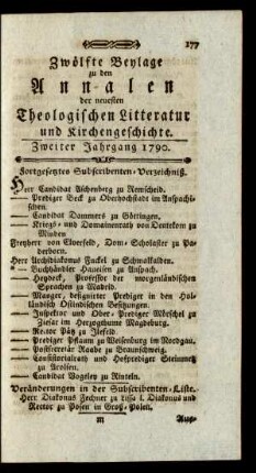 Zwölfte Beylage