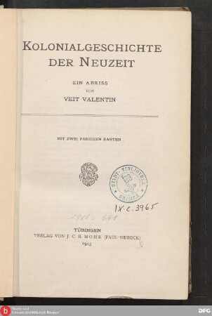 Kolonialgeschichte der Neuzeit : ein Abriss