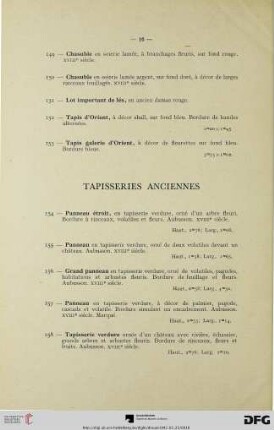 Tapisseries anciennes (Nr. 154-158)