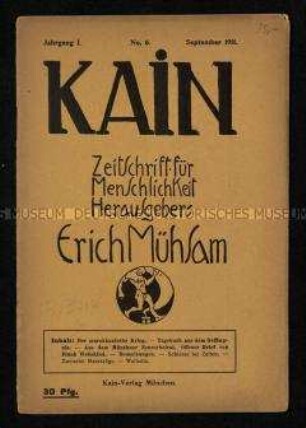 Zeitschrift Kain, 1. Jg. 1911, Nr. 6