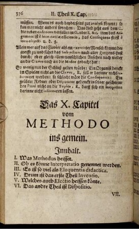 Das X. Capitel vom Methodo insgemein.