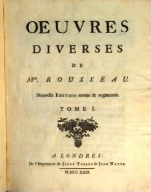 Oeuvres Diverses De Mr. Rousseau. 1