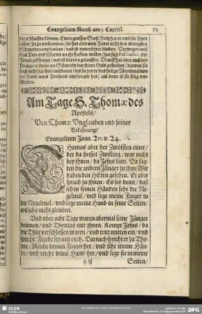 Am Tage S. Thomae des Apostels ...