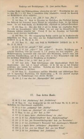 III. Zum dritten Bande