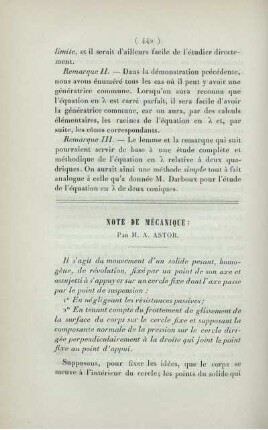 Note de mécanique.