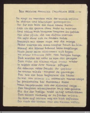 Das irdische Paradies (Fegefeuer XXVIII, 1 - 40) : [SW X/XI: H12]; [SW X/XI, S. 82-83/183]
