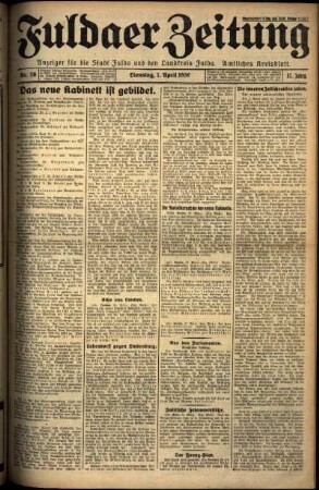 Erste Ausgabe vom Dienstag, den 01. April 1930.