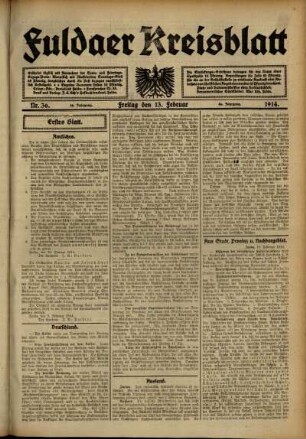 Ausgabe vom Freitag, den 13. Februar 1914.